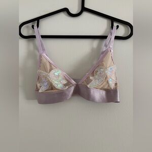 Mesh sequin bow bra